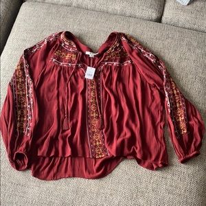 Boho maroon long sleeve shirt